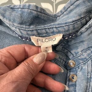 Pilcro Chambray Button-Up Shirt in Light Blue